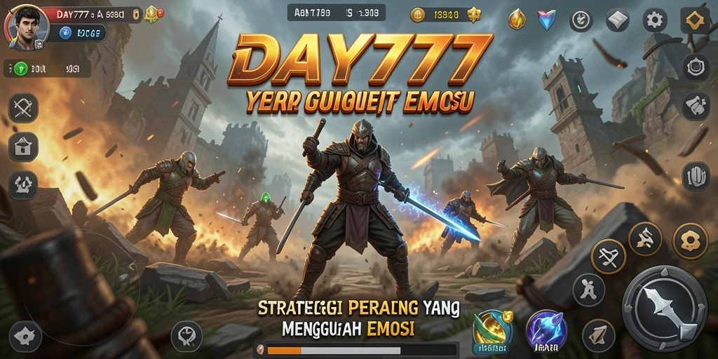 Tampilan screenshot menunjukkan pertempuran mendebarkan dalam DAY777.