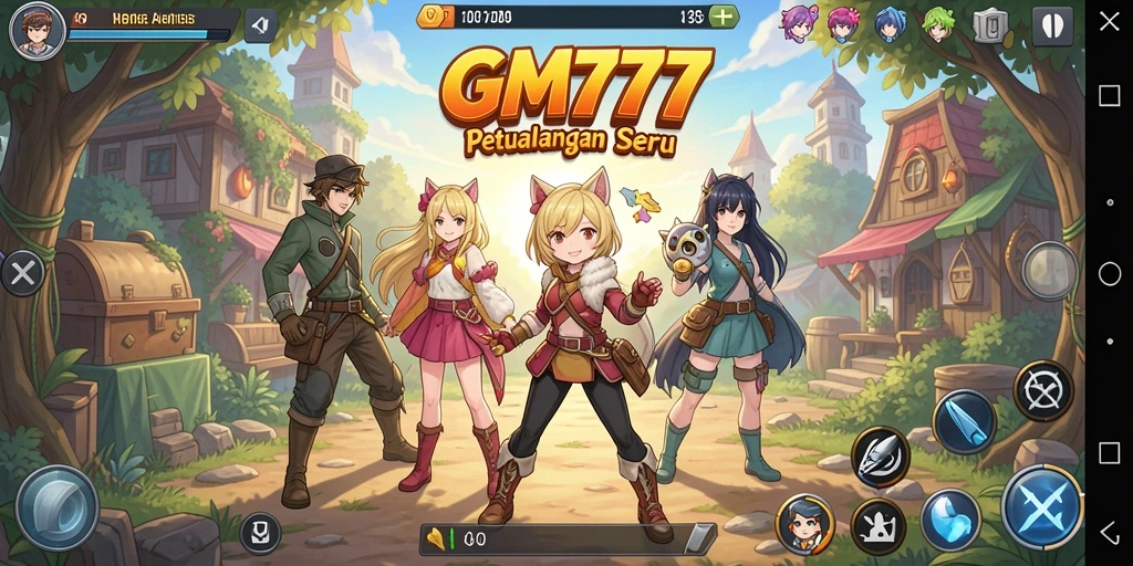Tangkapan layar GM777 menampilkan aksi seru dalam permainan anime.
