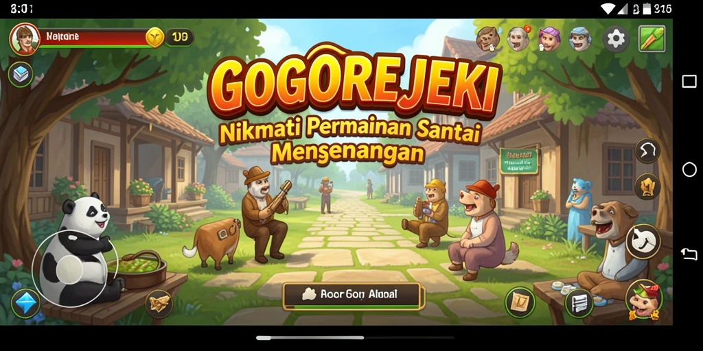 Tampilan gameplay GOGOREJEKI yang penuh warna dan menarik.