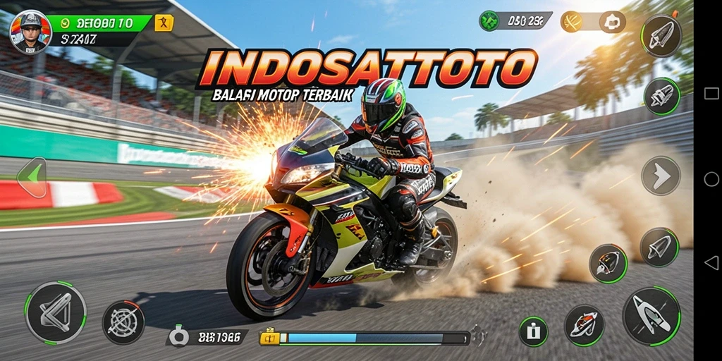 Tampilan gameplay mendebarkan di INDOSATTOTO saat balapan.