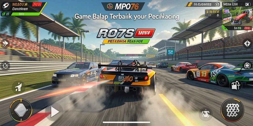 Screenshot MPO76 menampilkan aksi balapan yang mendebarkan di lintasan.