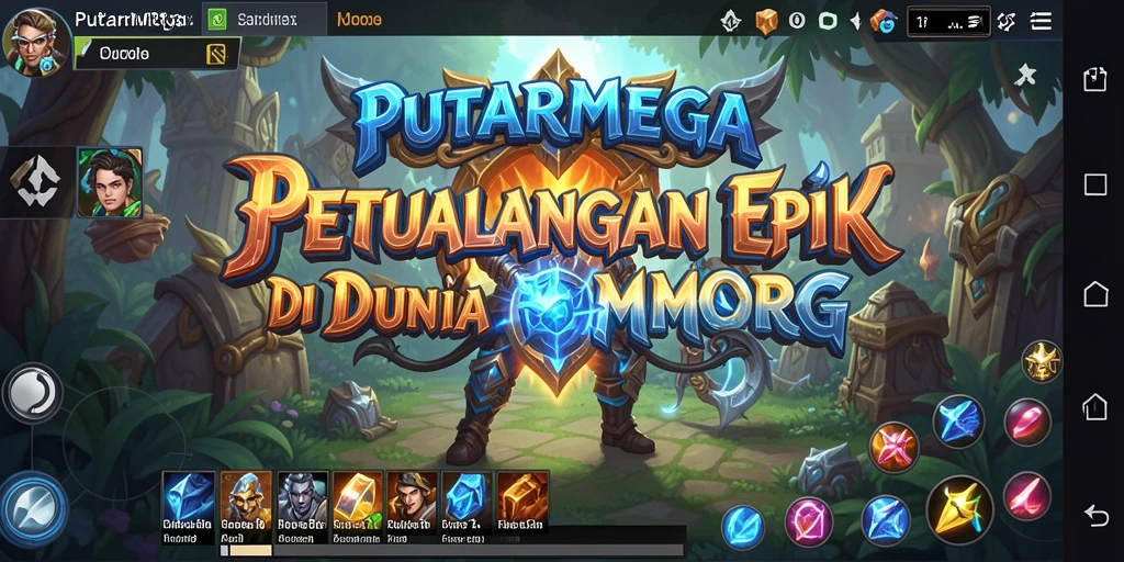 Tampilan utama gameplay PUTARMEGA yang menampilkan pertarungan epik di dunia MMORPG.