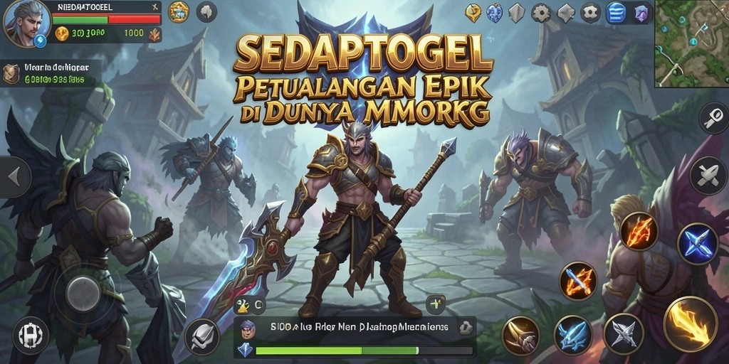 Gameplay SEDAPTOGEL menampilkan pertempuran epik di dunia fantasi.