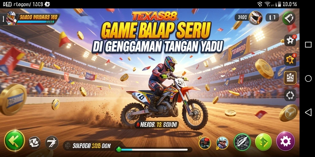Tampilan gameplay seru dalam TEXAS88 saat balapan.